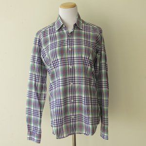 Etro Milano Tartan Plaid Check Button Down Long Sleeve Dress Shirt - Size Small